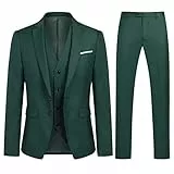 YOUTHUP Anzug Herren 3 Teilig Anzüge Slim Fit 2-Knopf Herrenanzug Modern Formell Sakko Weste Hose für Business Hochzeit, Grün, L