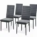 Blishom Esszimmerstühle 4er-Set aus Samt, Moderne Offene Küchenstühle für Esszimmer, Arbeitszimmer und Wohnzimmer, Dunkelgrau