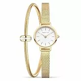 BERING Damen Quarz Uhr | Armbanduhr 22 mm goldenes Edelstahlgehäuse und weißes Zifferblatt | Milanaisearmband | Saphierglas | 3 ATM | 11022-334-Lovely-1-GWP190