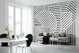 Komar Vlies Fototapete - Jeux de Lignes - Größe 300 x 250 cm - Tapete, Wanddekoration, Wohnzimmer, Schlafzimmer, Büro