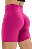 QUEENIEKE Radlerhose Damen Hohe Taille Bauchweg Sport Shorts Squat Proof für Yoga, Laufen & Fitness – 15 cm (Hellrosa, XS)