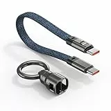 VAFOTON 240W USB C auf USB C Kabel Kurz 21CM, USB C Kabel Kurz mit Schlüsselanhänger, PD 3.1 Schnellladekabel USB Typ C Ladekabel, für MaBook Pro/Air, Laptops, 1Pad Pro,1Phone 16, Samsung
