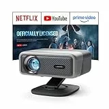 Smart Beamer 4K 【Offiziell APPs & Dolby Audio】 3500 ANSI Video Projektor, Autofokus&Trapezkorrektur, VISSPL 1080P Full HD WiFi6 Bluetooth Heimkino/Outdoor Beamer mit 360°-Halter, für Handy/PC(Grün)