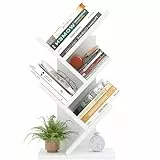 iSunirm Bücherregal Baumform, Standregal Eckregal mit 5 Ebenen, Organizer-Regale, bodenstehendes Bücherregal für Büro, Zuhause, Schule, Regaldisplay für CDs/Zeitschriften/Bücher, Weiß
