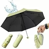 SLTAXAR Kompakter Regenschirm Sturmfest mit 8 Rippen Taschenschirm Matcha Grün Mini Umbrella Pocket Taschenschirme Faltender UV-Regenschirm Minischirm Leicht Mini Schirm Damen Perfekt für Handtasche