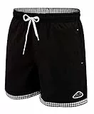 Mount Swiss hochwertige Badeshorts Lukas Herren Jungen mit Sun-Protection I Moderne Männer Badehose I Stylische Herren Shorts Schwimmen Freizeit Wassersport Beach I Farbe: Black, Gr. XL