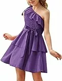 Danna Belle Partykleid für Mädchen, Einarm, Frühling, Sommer, Geburtstag, Größe 5–14, deep purple, 116