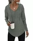 Tanmolo Kapuzenpullover Damen Leichter Pullover Hoodie Sweatshirs mit Taschen für den Herbst Grün, L
