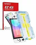 BERSEM 2 Stück Schutzfolie aus gehärtetem Glas Kompatibel mit Nintendo Switch OLED 7 Zoll 2021, Automatische Ausrichtung Bausatz/9H Härte/Transparent HD Klar/Anti-Kratzer/Hohe Reaktion
