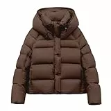 Generisch Damen Kurze Puffer-Jacke mit Kapuze - warm wattierte Steppjacke für den Winter | modische Winterjacke im Cropped-Look