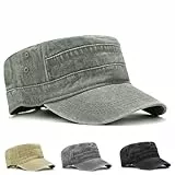 CWENDANER Klassische Premium Military Style Cap - Vintage Washed Modische Militärmütze, Unisex, Einfarbig, Einheitsgröße Baseball
