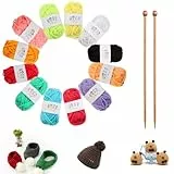 Lekeeu Strickset für Anfänger: 12 Farben Acrylgarn, 2 Bambusnadeln - Klassisches Stricken für alle Altersgruppen