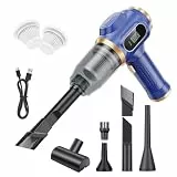 Scstartx Tragbarer Auto Staubsauger Kabellos, Mini Handstaubsauger Wiederaufladbar mit LCD-Display und Mehrere Düsen, Hochleistungs-Handstaubsauger für Auto, Haus, Büro, Sofa, Tierhaare, Tastatur