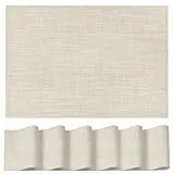 Artoid Mode Woven Beige PVC Platzsets 6er Set, 30x45cm Tischsets Waschbar Schmutzabweisend Hitzebeständig Platzdeckchen Innen Küche Deko