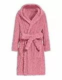 JiAmy Kapuzen Bademantel für Mädchen Flauschiger Fleece Plüsch Langer Schlafmantel Kinder