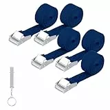 5 STK Spanngurte Kurz Zurrgurte Blau, 25 mm x 1.5m Spanngurte Fahrradträger, Spanngurt Befestigungsgurte, Verstellbare Spannbänder mit Ratsche für Fahrrad Motorrad Auto Gepäck Camping, mit Pfeife