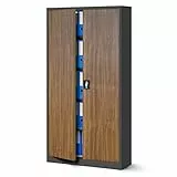 Jan Nowak Aktenschrank C001 Büroschrank Metallschrank Stahlschrank Aufbewahrungsschrank Pulverbeschichtet 4 Verstellbare Fachböden Abschließbar 185 cm x 90 cm x 40 cm (Anthrazit-Holzoptik)