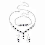 AOWVUTS Hochzeit Schmuck Set für Damen Kristall Braut Silber Anhänger Halskette Ohrringe und Armband Set Cubic Zirkonia Strass Schmuckset Hochzeit Verlobung Braut Brautjungfer Geschenk Schmuck (Blau)