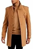 Leif Nelson Mantel Herren Braun Jacke Kurzmantel Slim Fit Wollmantel Übergangsjacke Männer Winter Trenchcoat Lange Freizeitjacke Größe L