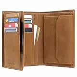 KORUTA Leder Geldbörse Herren mit RFID Schutz I Portemonnaie Groß mit Münzfach I 13 Fächer I Echtleder Geldbeutel für Männer I Brieftasche Wallet Portmonee braun