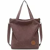 JANSBEN Damen Canvas Handtasche Schultertasche Casual Multifunktionale Umhängetaschen Groß für Arbeit Schule Shopper Lässige täglich
