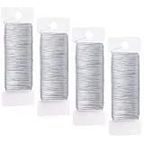 0,35mm x 200m Basteldraht Dünn, 4 Rollen Draht zum Basteln Schmuckdraht Blumendraht Silber Floristendraht Wickeldraht Basteldrähte für Handwerk Schmuckherstellung Bastelarbeiten (50 m/Rolle)