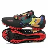 Hixingo Fahrradschuhe Herren Damen, Bunte Graffiti Drucken MTB Radsportschuhe Mountainbike Schuhe Sneaker Atmungsaktive Outdoor-Radschuhe Fahrrad Spin MTB Schuhe