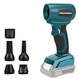 Mini Akku Laubbläser Gebläse Kompatibel mit Bosch 18V, 30 m/s, 130000 U/min Bürstenloser Motor, 5 Düsen inklusive, Leicht und Tragbar für Terrasse, Rasen, Auto Reinigung und Camping (ohne Akku)