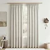 CUTEWIND Vorhang für Schiene Leinen Gardine Kinderzimmer Vorhang Leinen 2er Set 225 cm Hoch 140 cm Breit, Vorhang Halbtransparente Vorhänge für Fenster Landhausstil Leinenoptik