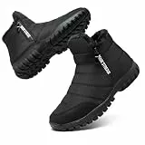 Hanani Winterstiefel Herren Winterschuhe Schneestiefel Warm Gefüttert Wanderschuhe Schneestiefel Wanderschuhe Rutschfest Trekkingschuhe Stiefel Outdoor Wanderstiefel Leichte Boots Schwarz EU43