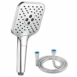 Auralum Duschkopf wassersparend, großer Duschbrause mit Schlauch, Shower Head mit 3 Wasserabgabemodi, Wassersparende Handbrause, Hochdruck-brausekopf Dusche mit Silikontülle