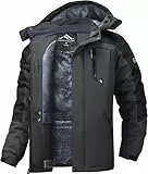 Tansozer Herren Winterjacke Warm Gefüttert Outdoor Jacke Wasserdicht Atmungsaktiv Wanderjacke Winter Schneejacke, Dunkelgrau-Schwarz, M