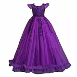XINYUNZU Prinzessin Kleid Mädchen Tüll Kleider Lang Puffärmeln Abendkleider Festliche Kinderkleider Ärmellos Blumenmädchenkleider Hochzeit Elegant Dress Girl Tüllkleid Sommerkleid Lila 7 Jahre