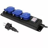 ORNO OR-AE-13192(GS)/3M Mehrfachsteckdose Außen Werkstatt Steckdose IP44 3-Fach mit 3m Kabel (3m)