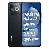 realme Note 70T 4G Smartphone, 4+64GB, 6000mAh Massive Battery, 7.94 mm Ultra Slim, T7250 Octa-Core Chipset, Up to 4+8GB Dynamic RAM, Next AI, Charger not Included, Black