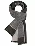 Niwicee Schal Herren Plaid Schal Männer Winter Schlieren Warm Herrenschal Herbst Lang Winterschal, Elegant Herren-Schal 180x30cm (Hellgrau)