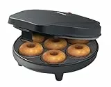 Bestron Donut Maker Im Retro Design, Mini-Donut Maker für 7 Kleine Donuts, Inkl. Backampel & Antihaftbeschichtung, 700 Watt, Farbe: Mattschwarz