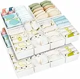 Homsorout Schubladen Organizer Kleiderschrank Organizer - Faltbare Unterwäsche Organizer 15er Set Aufbewahrungsbox Stoff Schubladen Ordnungssystem für Hosen, Kleidung, Socken, Weiß