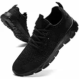 JUEQIBAA Schuhe Herren Turnschuhe Laufschuhe Sportschuhe Sommerschuhe Leichtgewichts Slip on Sneaker Outdoor Gym Freizeitschuhe Männer Schwarz, EU 44