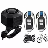 Fahrrad Alarmanlage Fahrradalarmanlagen mit Fernbedienung Drahtlose,113 dB USB-C Wasserdicht Motorrad Fahrrad Tracker Diebstahlschutz Anti-Diebstahl-Vibration Scooter Roller Motorrad/Auto (2PCS)