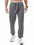 Meilicloth Herren Jogginghose Trainingshose Sporthose Fitness Jogger Sweatpants Herren Casual Freizeithose mit Zipper Taschen Regular Fit Marine Blau L