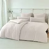 Soifox Winter Thermo Fleece Bettwäsche 135x200 4teilig Beige, Flauschige und Warme Cashmere Touch Bettbezug + Kissenbezug 2er Set 80x80 cm mit Reißverschluss