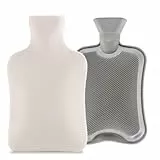 Blumtal Premium Wärmflasche mit Bezug aus Polarfleece & Wärmeflasche Naturkautschuk - Wärmflasche Groß weich- Hot Water Bottle 1,5l auslaufsicher - aufwärmbare Hot Bottle Bettflasche Weiss
