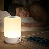 Taipow Nachttischlampe mit 4 USB Ladeanschluss, LED Tischlampe Touch Dimmbar Schlafzimmer, 7 Farb und Memory Funktion, Weiches Helles Licht für Schlafzimmer, Büro, Kinder (Eurostecker)