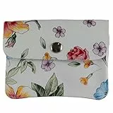 modamoda de P09 Damen Münzgeldbörse Geldbörse Portemonnaie Klein Leder Made in Italy P09, Farbe:Blume-01