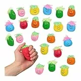 Relaxdays Stressball 6 cm, 24er Set, Grimasse/Haare, Antistressball knetbar für Kinder, Erwachsene, Knautschball, bunt