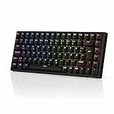 RK ROYAL KLUDGE RK84-DE 75% Gaming-Tastatur, 85 Tasten Kompakte Bluetooth Mechanische 2.4Ghz Tastatur, Braune Schalter, RGB Hintergrundbeleuchtung, für Mac & Windows, Schwarz