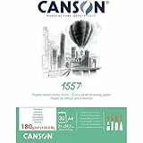 CANSON 1557® Zeichenpapier kopfgeleimt, DIN A4 - 21 x 29,7 cm, 30 Blatt, 180 g/m², leicht gekörnt