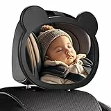 Spiegel Auto Baby Rückbank, Autospiegel Baby Rücksitz, 360° Drehbar für Einfache Anpassung, Robuste Gurte, Einfach Montieren, Autospiegel Baby Rückbank, Großes Sichtfeld (schwarz)