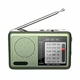 AZURAOKEY Tragbare Radio -Batterie betrieben, AM FM Radios -Tasche mit wiederaufladbarem Batterie und Kopfhörer Kleiner Radio ausgezeichneter Empfang for Innen-, Außen- und Notfallgebrauch